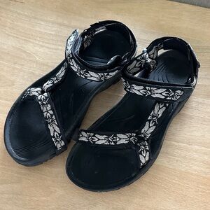 Teva Black and White Floral Sandals